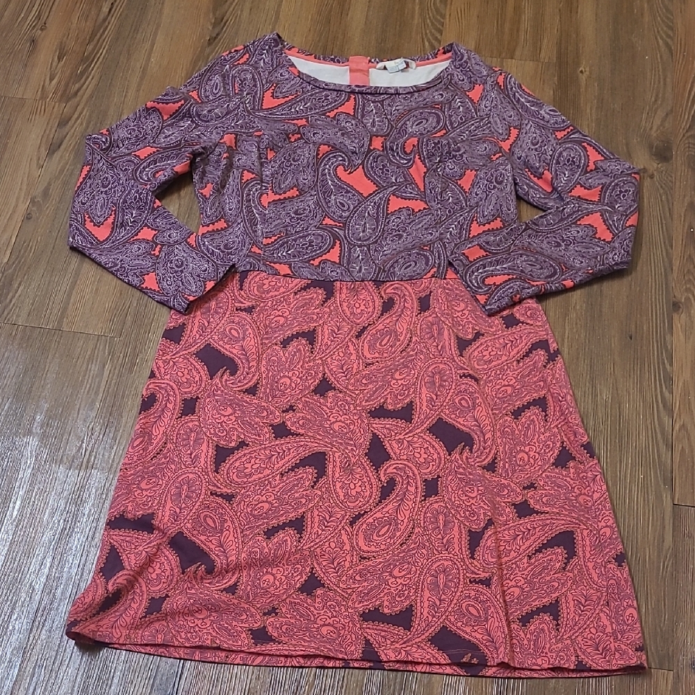 Boden Red and Purple Paisley Dress for women zise14 used good condition 100%cott